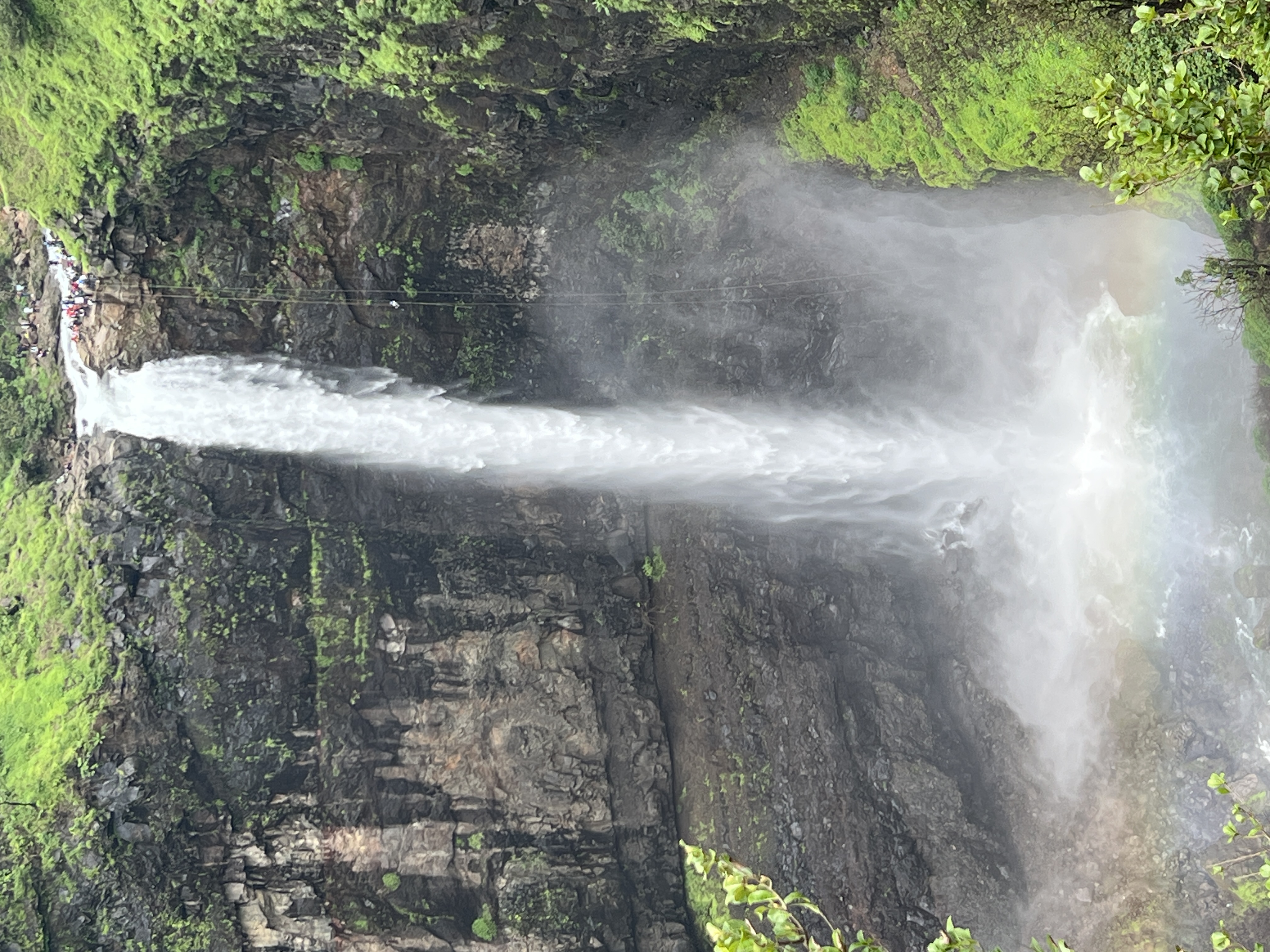 Aerial view of waterfall in the Sahyadri hills near Mitraay Resort
