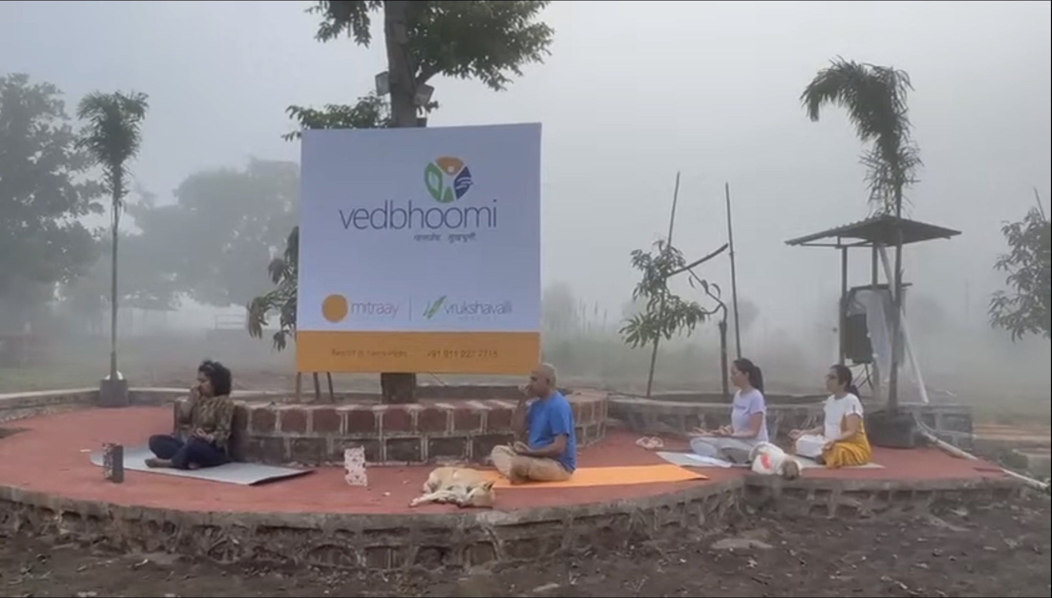 Misty morning meditation in the pavilion at Mitraay Resort