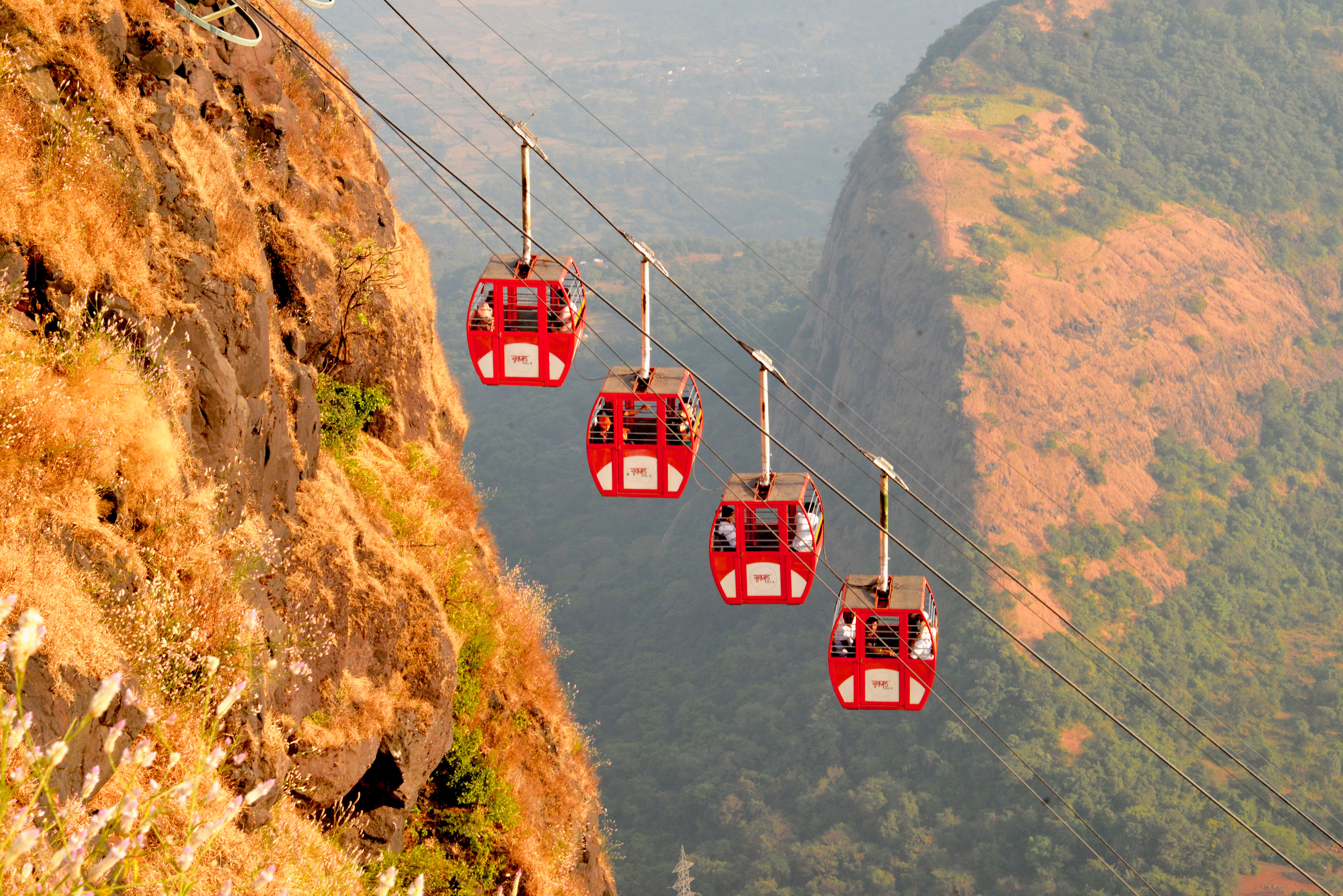 Raigad Fort ropeway cable car ascending to Shivaji's capital in Sahyadri hills